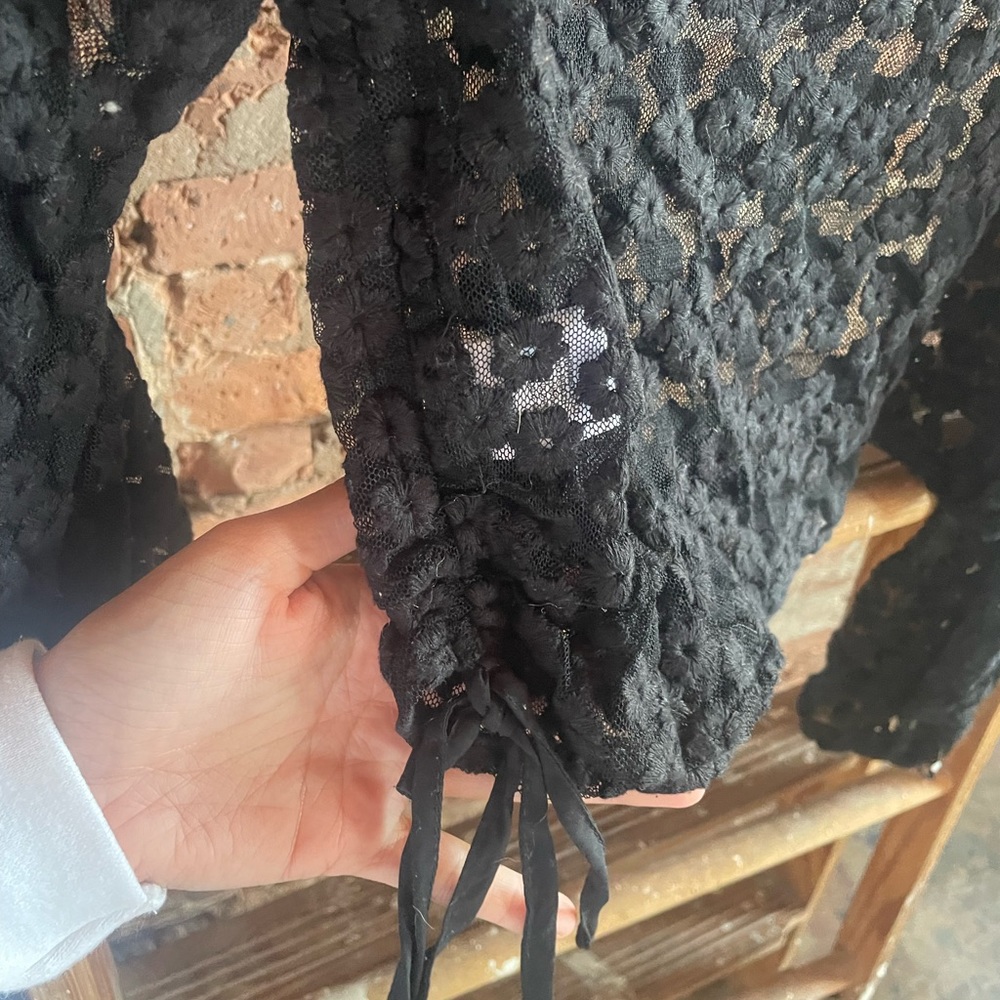 MAJORELLE // Black Top w/ Floral Detailing - Picture 9 of 9